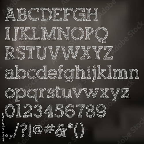 Vector chalk alphabet on blackboard