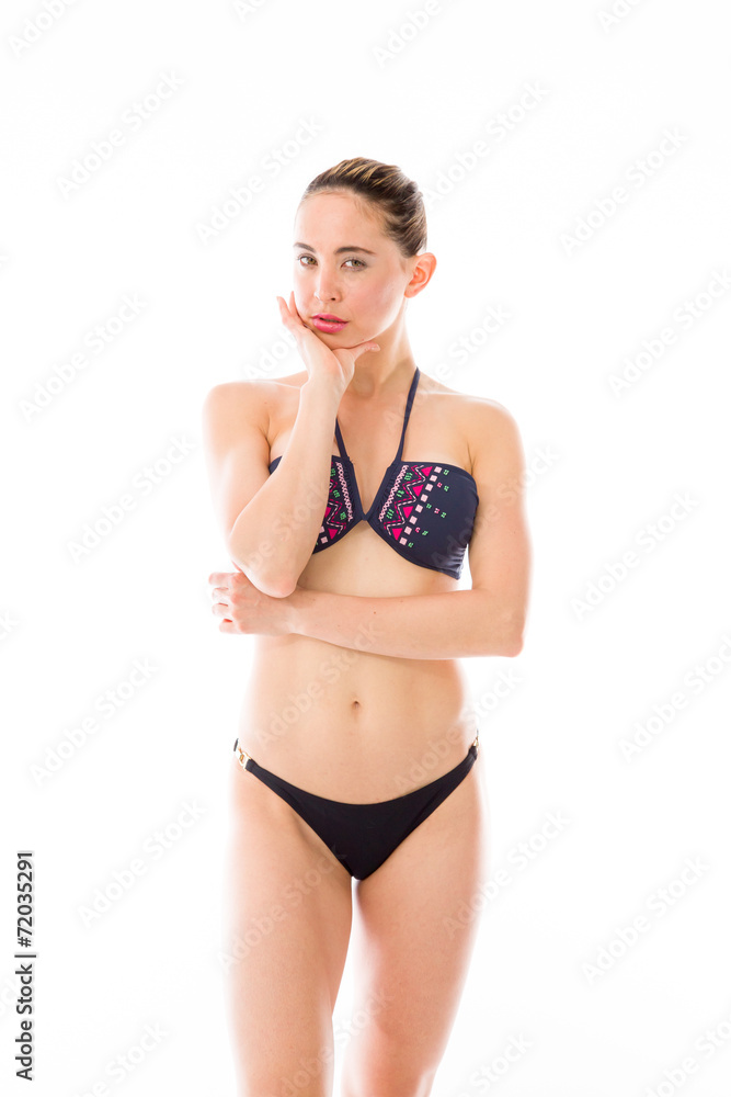 model isolated on plain background bored upset model isolated on plain background bored upset