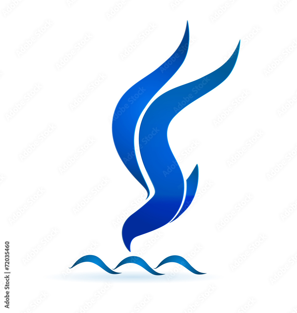 Fototapeta premium Blue bird waves icon logo vector