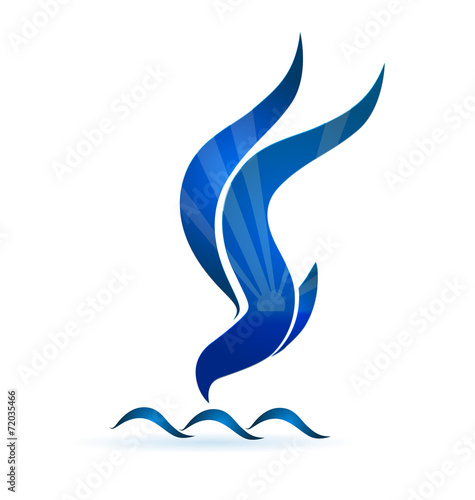 Blue bird sun and waves icon logo vector