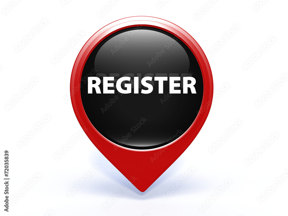 register pointer button on white background register pointer button on white background