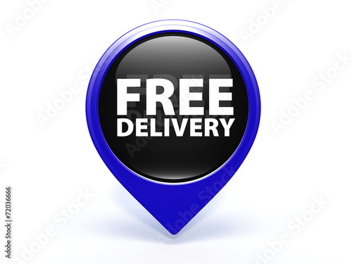 Free delivery pointer icon on white background