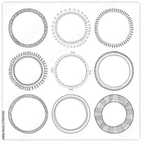 Set of hand drawn doodle frames for design