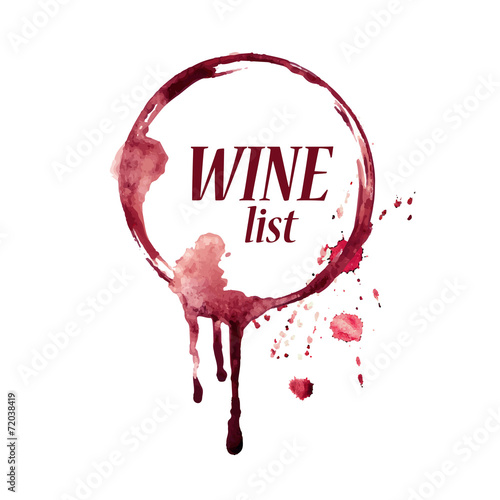 Watercolor emblem with wine stain