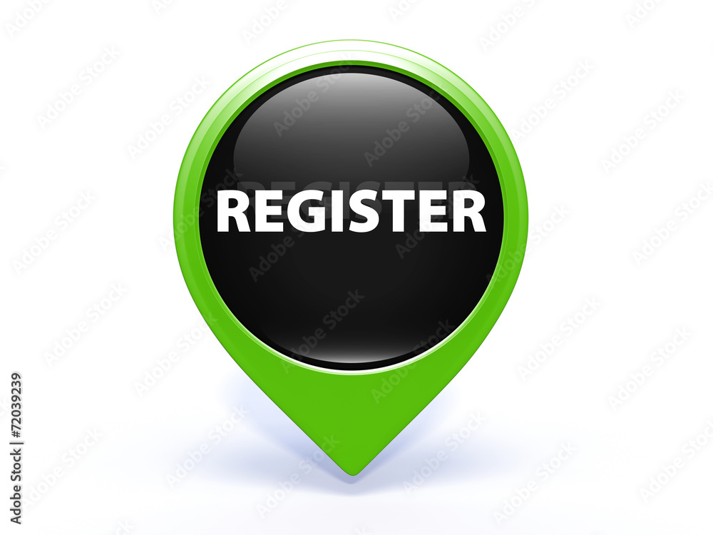 register pointer button on white background register pointer button on white background