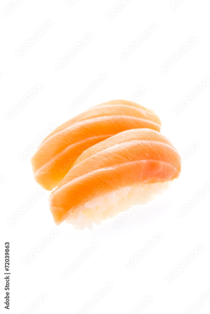 Salmon sushi isolated on white