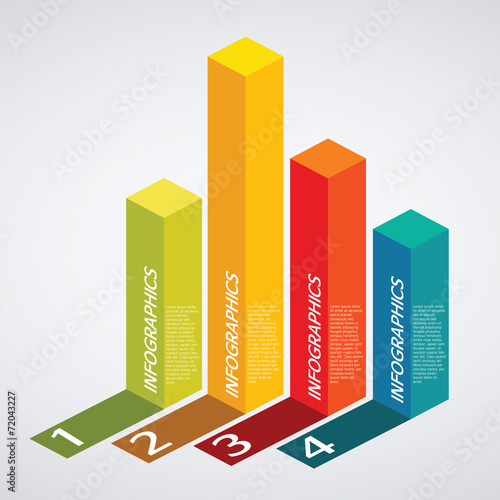 info graphics - colorful graph, square pillar, shadow