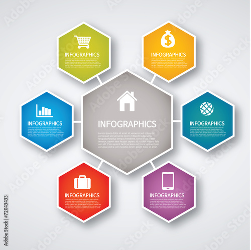 info graphics - colorful graph, hexagon