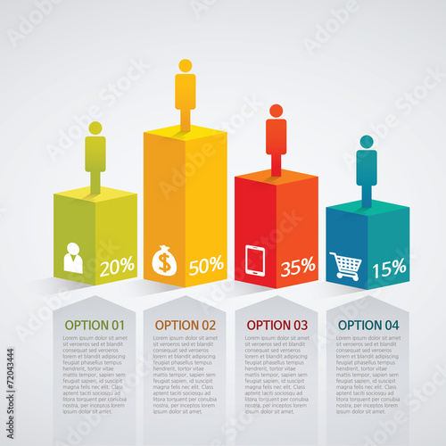 info graphics - colorful graph, square pillar, people