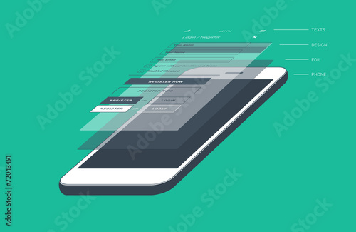 Mobile phone screen divided to layers