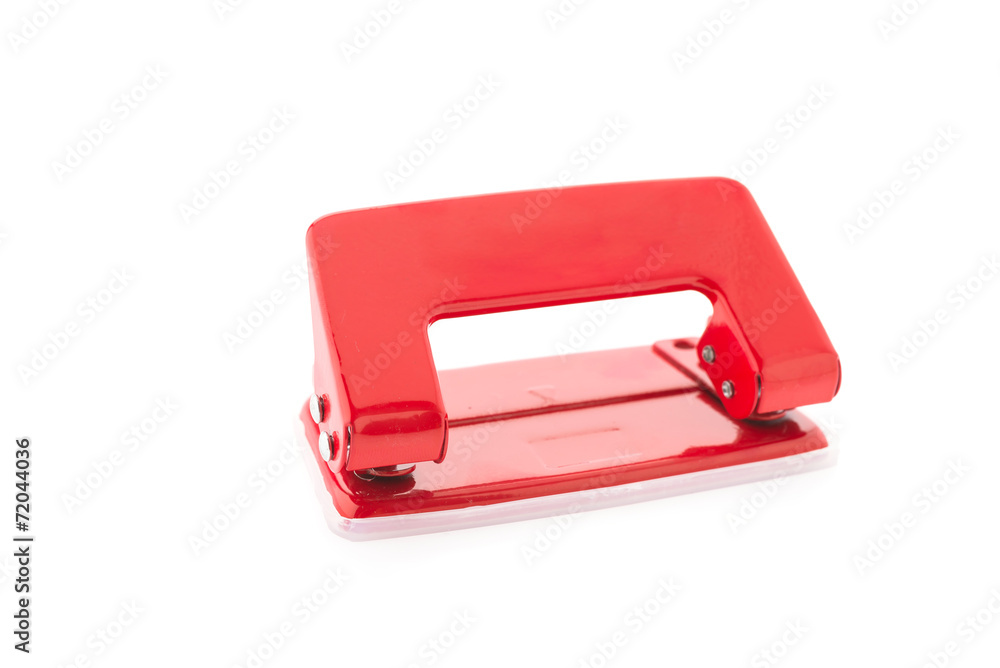Red office punch isolated on white background Red office punch isolated on white background