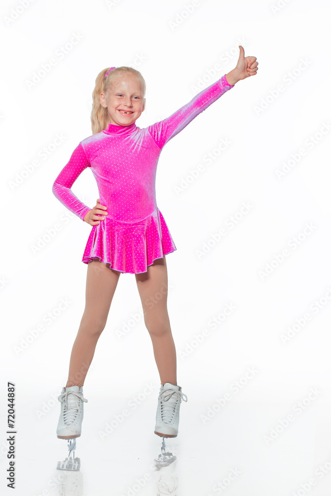 Naklejka premium Little girl in skates