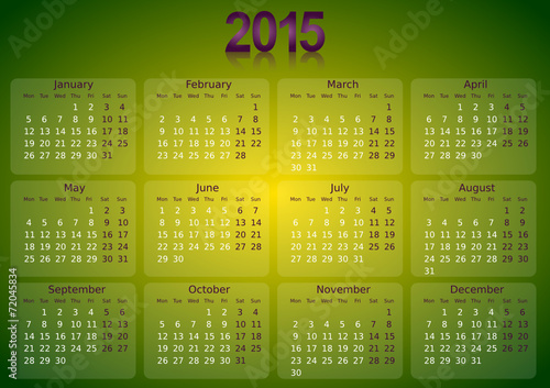 simple editable vector calendar 2015