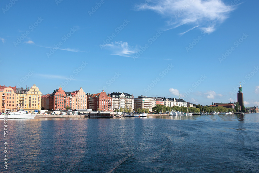 Stockholm- Uferpromenade Norr Mälarstrand und Rathaus