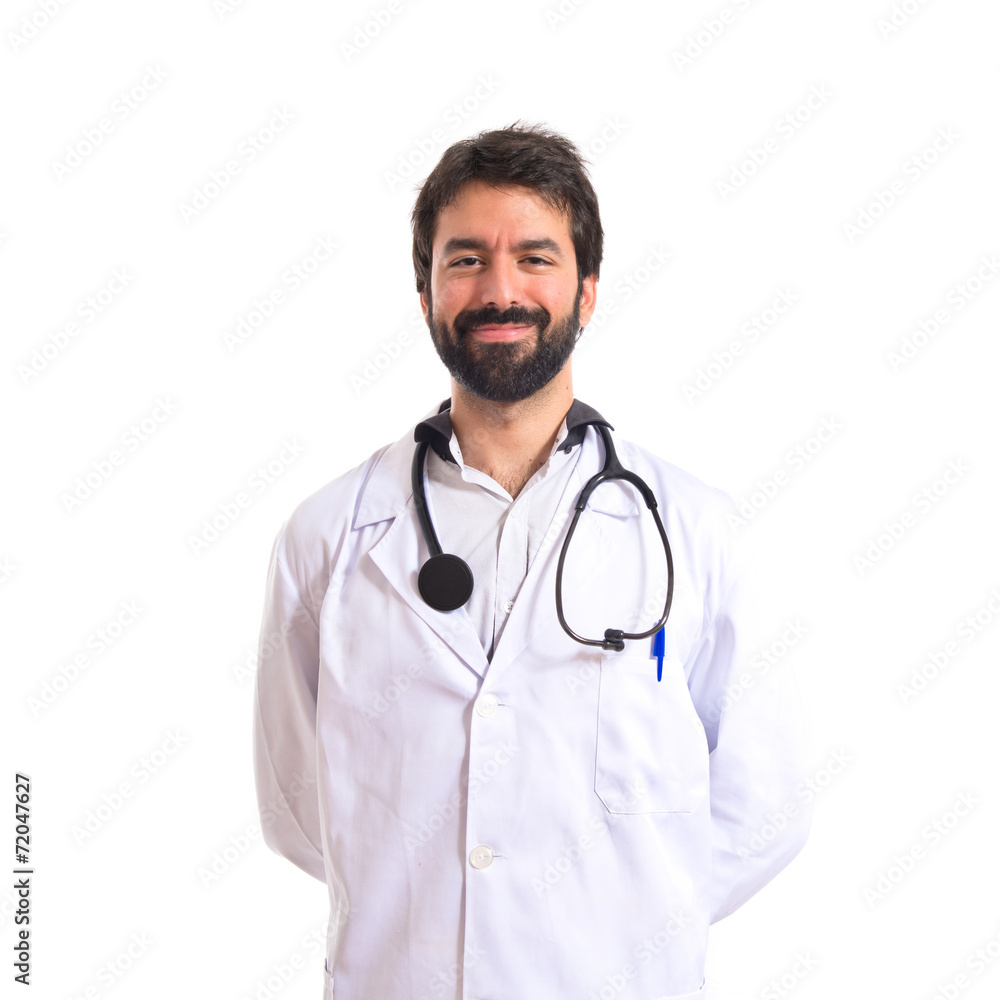 Happy doctor over white background Happy doctor over white background