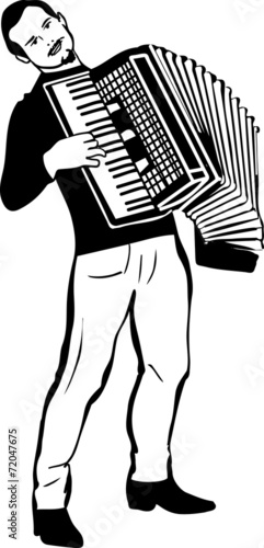 sketch of a man playing the accordion