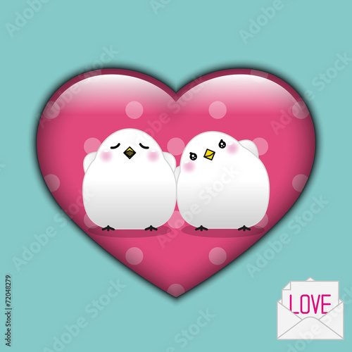 Cute birds with heart