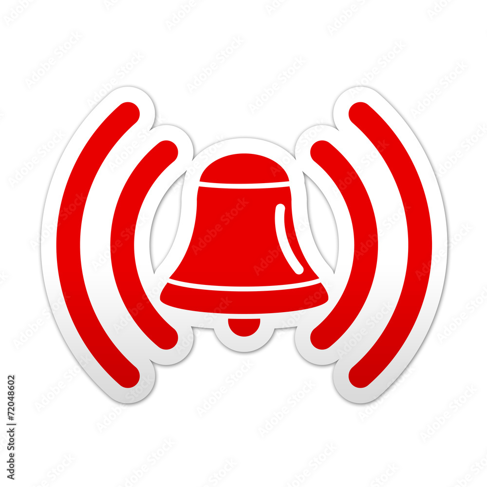Pegatina simbolo rojo campana de alarma Stock Illustration