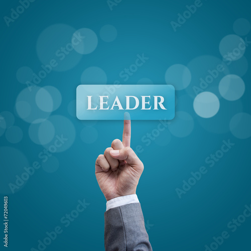 Leader business man press button