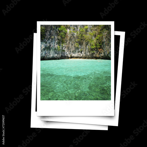 Photo frame of Phuket island sea isolated on black background