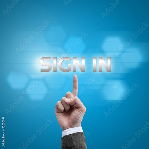 Businessman hand working with modern computer interface as Sign