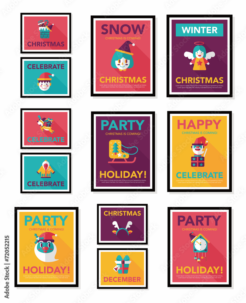 Fototapeta premium Christmas poster banner design flat background set, eps10