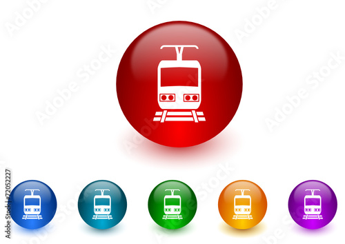 railway colorful vector icons set