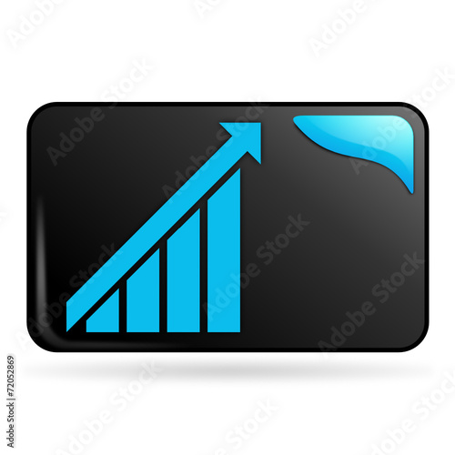 en hausse sur bouton web rectangle bleu