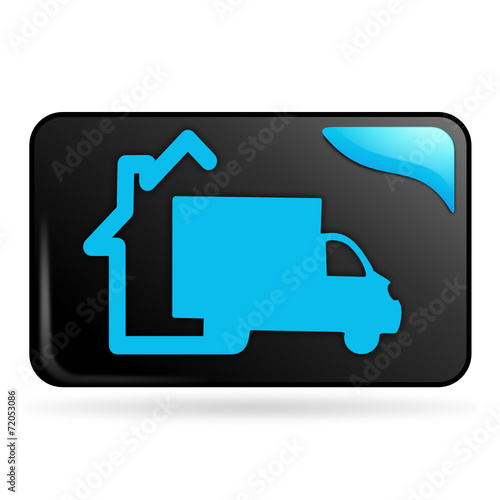 livraison à domicile sur bouton web rectangle bleu