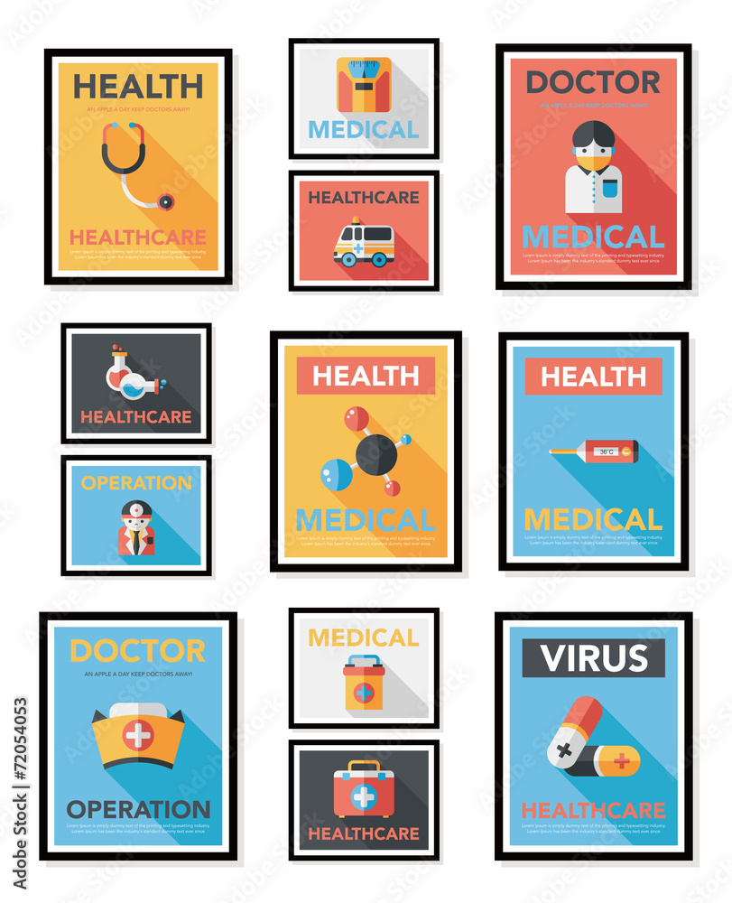 Hospital flat banner design flat background set, eps10 Hospital flat banner design flat background set, eps10