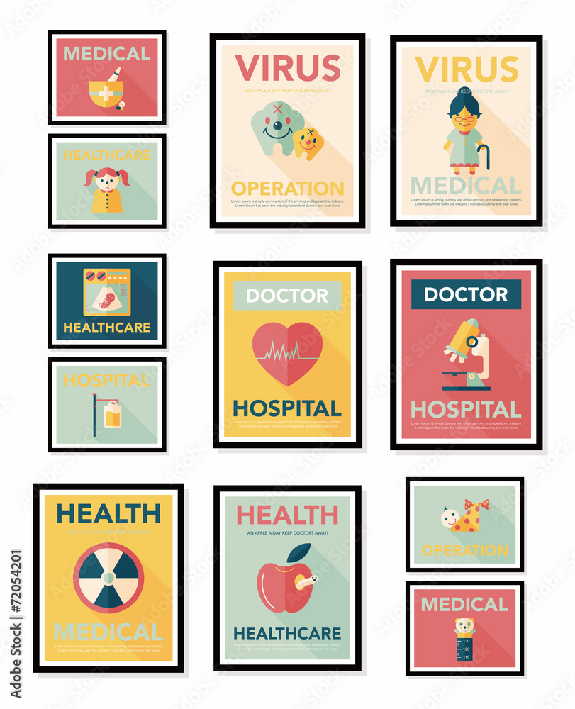 Hospital flat banner design flat background set, eps10 Hospital flat banner design flat background set, eps10