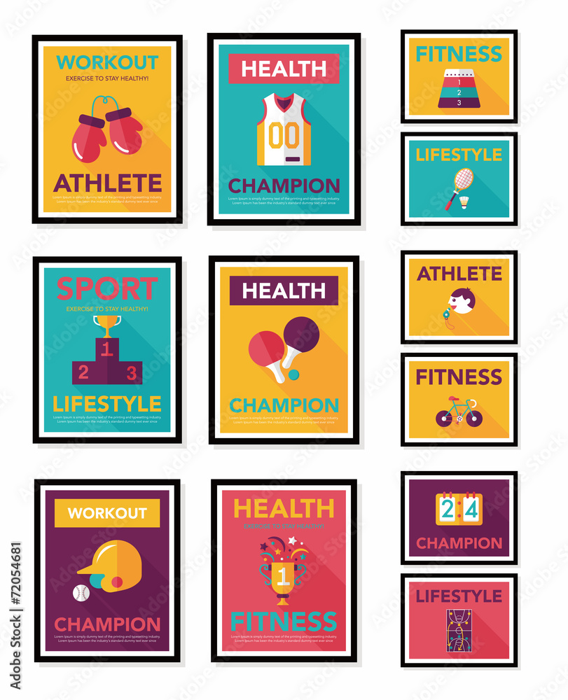 Sport poster flat banner design flat background set, eps10 Sport poster flat banner design flat background set, eps10