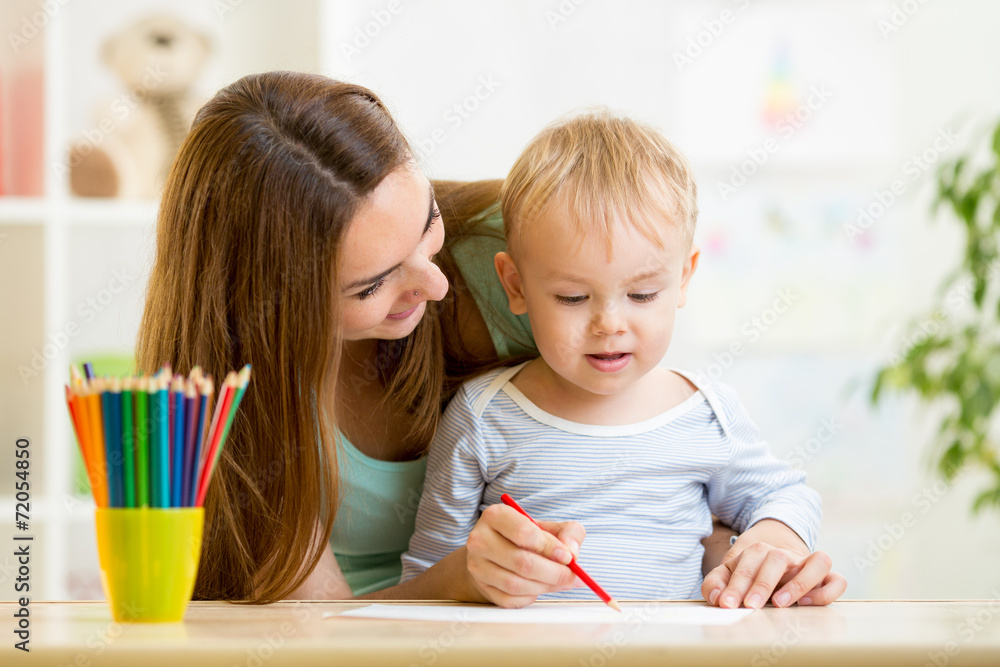 mother and her child pencil together mother and her child pencil together