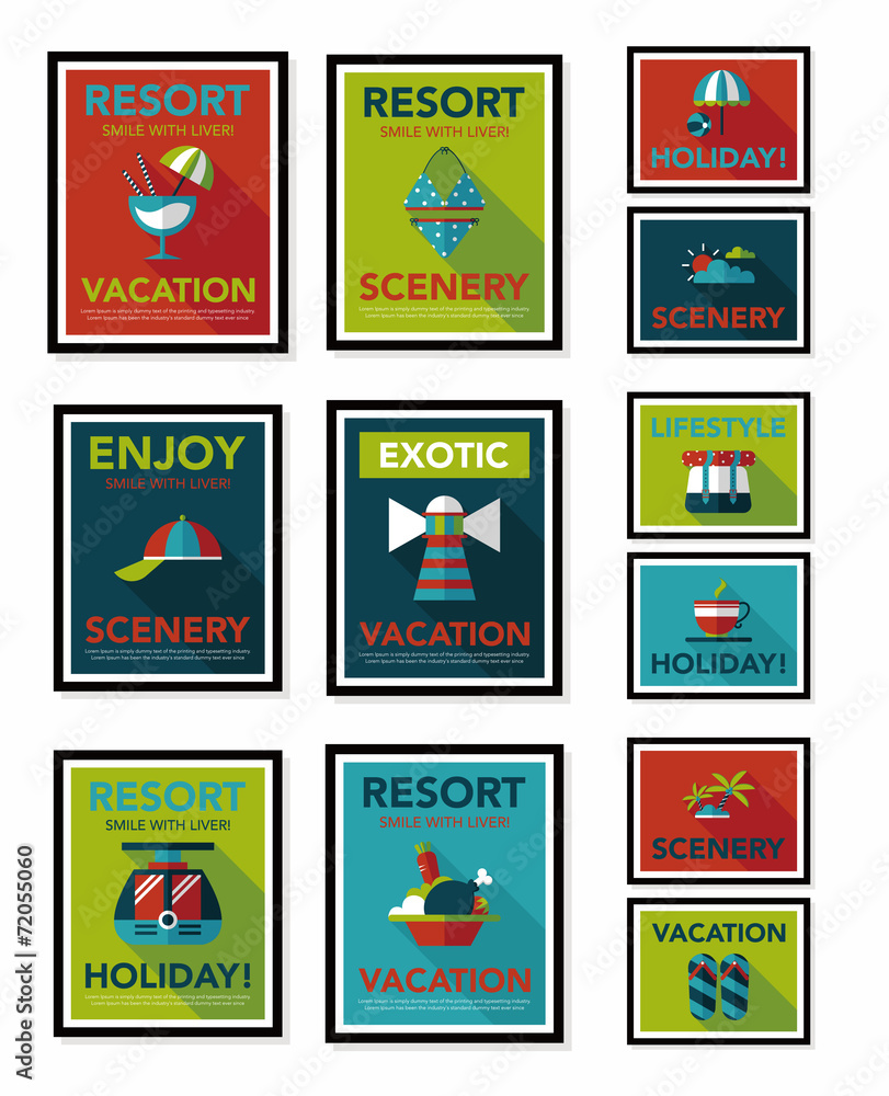 Travel poster banner design flat background set, eps10 Travel poster banner design flat background set, eps10