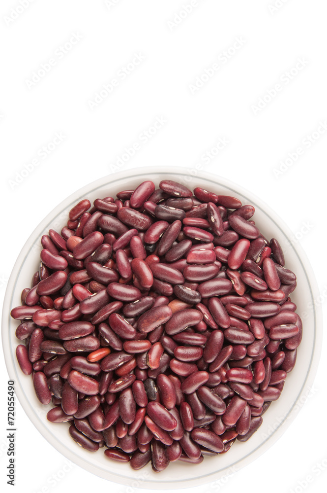 Red kidney beans in white bowl over white background Red kidney beans in white bowl over white background