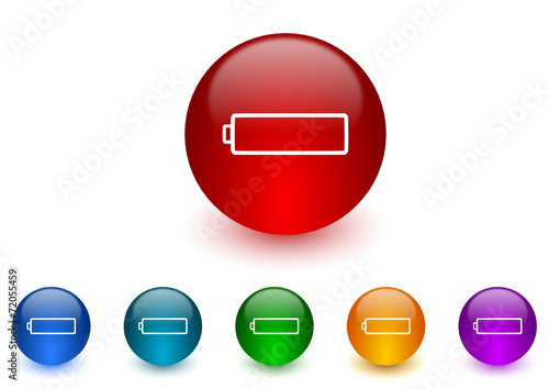 battery colorful vector icons set