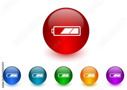 battery colorful vector icons set