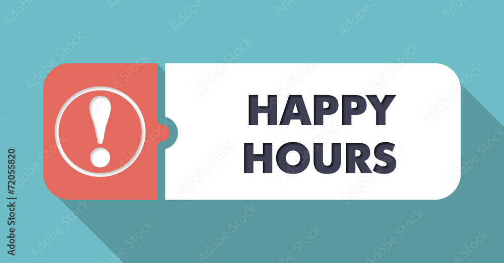 Happy Hours on Turquoise in Flat Design. Happy Hours on Turquoise in Flat Design.