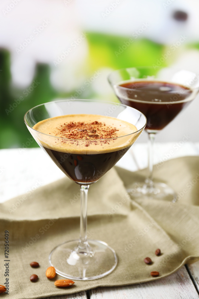 Espresso cocktail served on table Espresso cocktail served on table