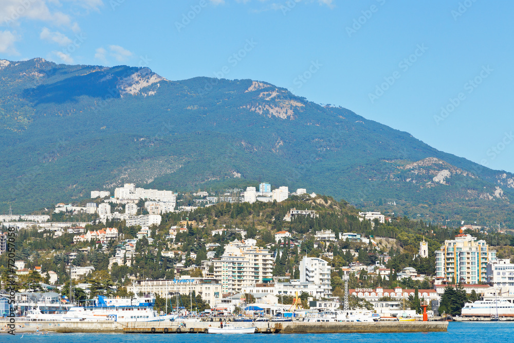skyline of Yalta city in Crimea in September