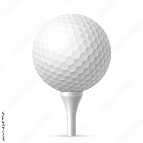 Golf ball on white tee