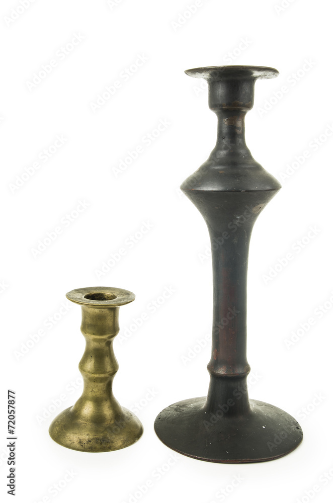 metallic old candlesticks