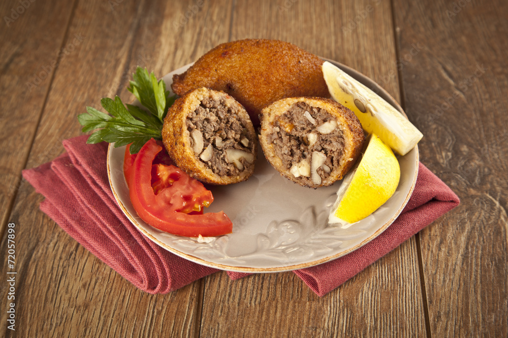 Turkish Ramadan Food icli kofte ( meatball ) falafel