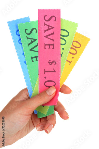 Set of cut coupons for shopping to save money, isolated on © Africa Studio