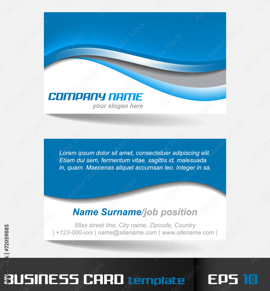 Business card template or visiting card set