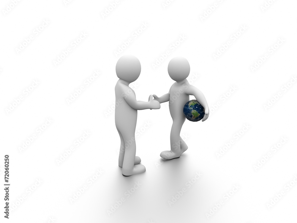 men shaking hands on white background