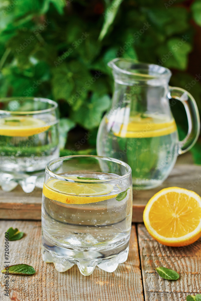 Cold lemon water with mint Cold lemon water with mint