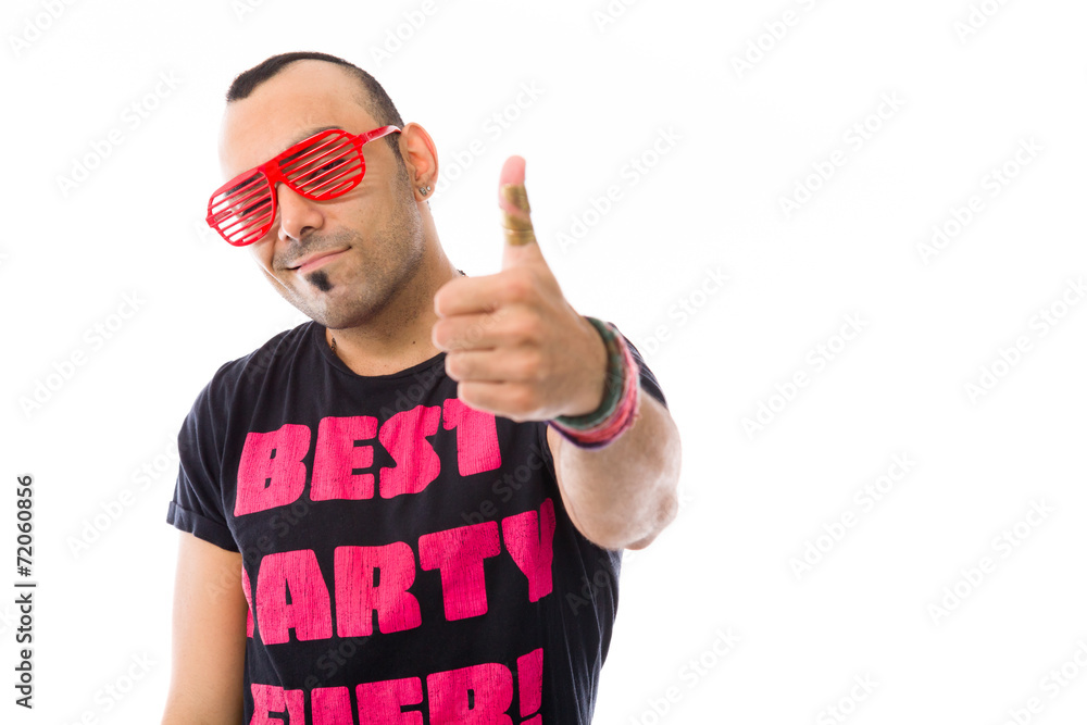 Naklejka premium model isolated positive attitude thumbs up