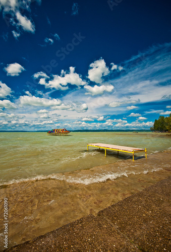 Fototapeta Naklejka Na Ścianę i Meble -  Lake Balaton in Hungary with nice clouds in summer