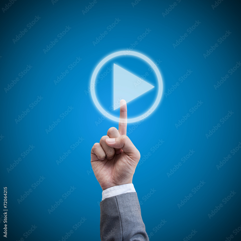 Fototapeta premium Hand man touch the play concept